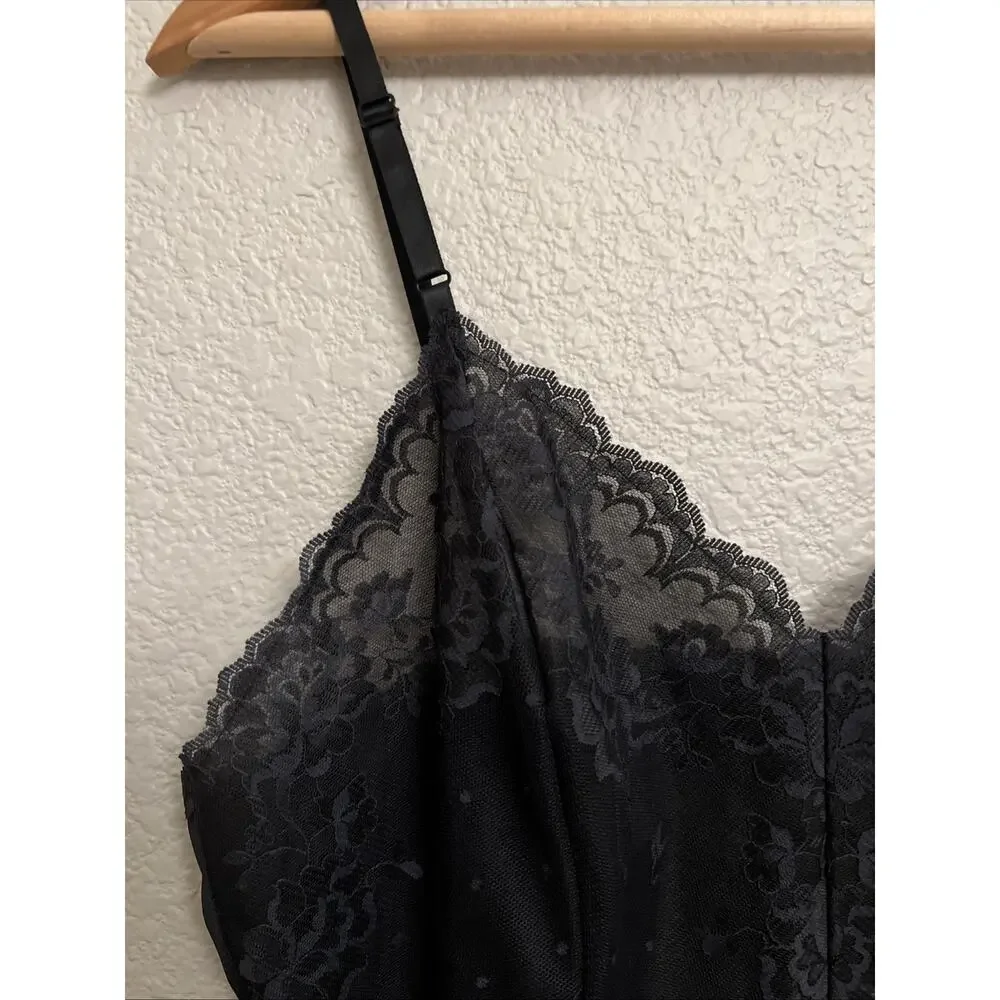 Vintage Lingerie Dress Slip Lace Sabrina Carpenter Black Quiet Luxury USA 36 TT